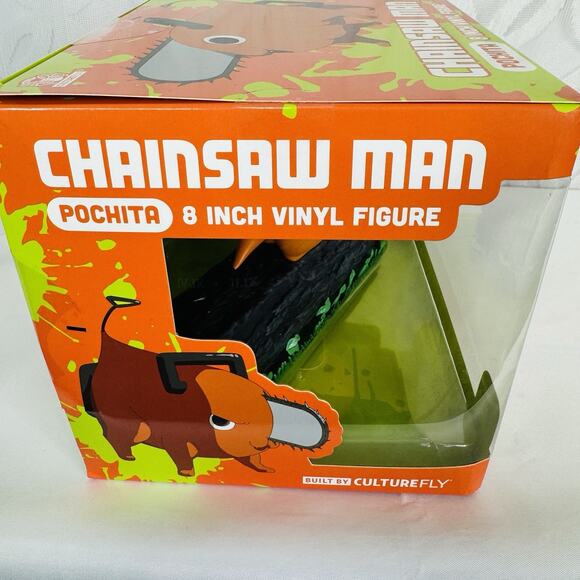 Chainsaw Man Pochita On A Log 8inch Vinyl Figure Built By Culturefly Crunchyroll - Picture 5 of 9